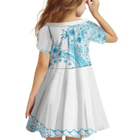 Kia Orana Cook Islands Family Matching Off Shoulder Short Dress and Hawaiian Shirt Tiare and Stars - Turquoise LT7 - Polynesian Pride