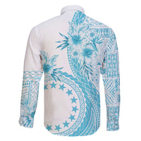 Kia Orana Cook Islands Family Matching Off Shoulder Short Dress and Hawaiian Shirt Tiare and Stars - Turquoise LT7 - Polynesian Pride