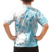 Kia Orana Cook Islands Family Matching Puletasi and Hawaiian Shirt Tiare and Stars - Turquoise LT7 - Polynesian Pride