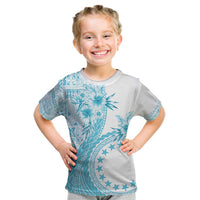 Kia Orana Cook Islands Kid T Shirt Tiare and Stars - Turquoise