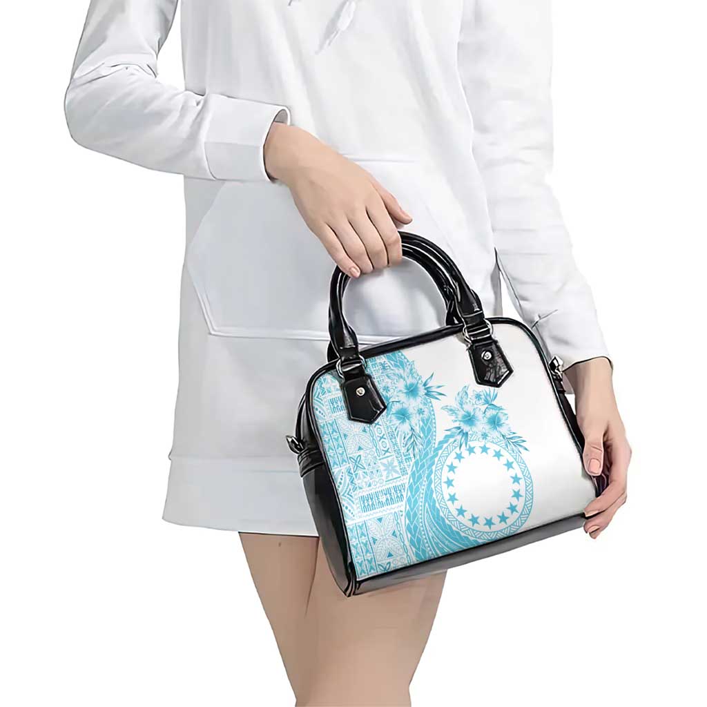 Kia Orana Cook Islands Shoulder Handbag Tiare and Stars - Turquoise