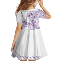 Kia Orana Cook Islands Family Matching Long Sleeve Bodycon Dress and Hawaiian Shirt Tiare and Stars - Lavender LT7 - Polynesian Pride
