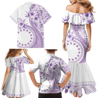 Kia Orana Cook Islands Family Matching Mermaid Dress and Hawaiian Shirt Tiare and Stars - Lavender LT7 - Polynesian Pride