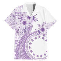 Kia Orana Cook Islands Family Matching Mermaid Dress and Hawaiian Shirt Tiare and Stars - Lavender LT7 Dad's Shirt - Short Sleeve Lavender - Polynesian Pride