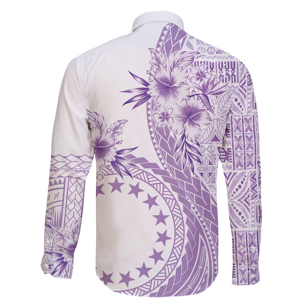 Kia Orana Cook Islands Family Matching Mermaid Dress and Hawaiian Shirt Tiare and Stars - Lavender LT7 - Polynesian Pride