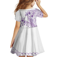 Kia Orana Cook Islands Family Matching Off The Shoulder Long Sleeve Dress and Hawaiian Shirt Tiare and Stars - Lavender LT7 - Polynesian Pride