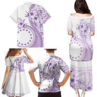 Kia Orana Cook Islands Family Matching Puletasi and Hawaiian Shirt Tiare and Stars - Lavender LT7 - Polynesian Pride