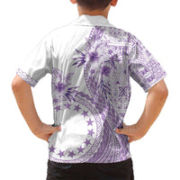 Kia Orana Cook Islands Family Matching Tank Maxi Dress and Hawaiian Shirt Tiare and Stars - Lavender LT7 - Polynesian Pride