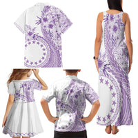 Kia Orana Cook Islands Family Matching Tank Maxi Dress and Hawaiian Shirt Tiare and Stars - Lavender LT7 - Polynesian Pride