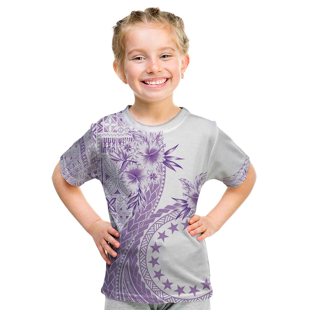 Kia Orana Cook Islands Kid T Shirt Tiare and Stars - Lavender