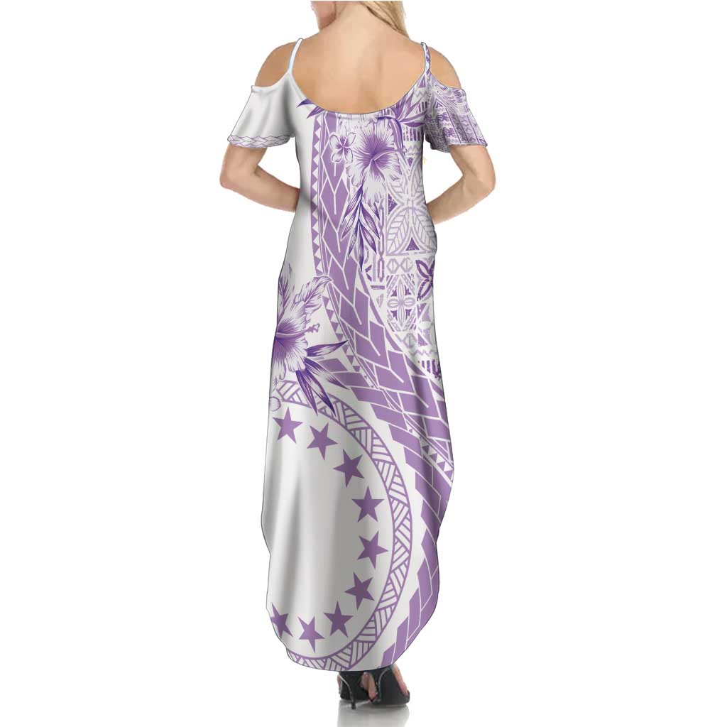 Kia Orana Cook Islands Summer Maxi Dress Tiare and Stars - Lavender