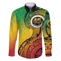 Vanuatu 45th Independence Anniversary Family Matching Off The Shoulder Long Sleeve Dress and Hawaiian Shirt Ni-Van Sandroing - Polynesian Pride