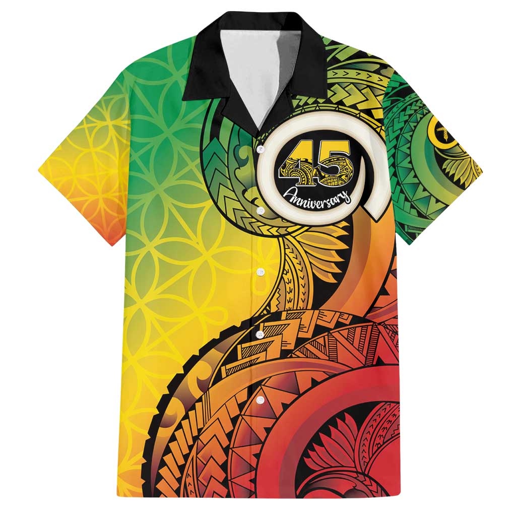 Vanuatu 45th Independence Anniversary Family Matching Off Shoulder Maxi Dress and Hawaiian Shirt Ni-Van Sandroing - Polynesian Pride