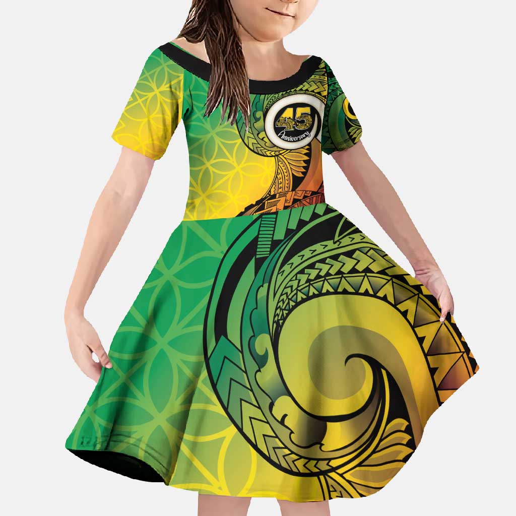 Vanuatu 45th Independence Anniversary Family Matching Short Sleeve Bodycon Dress and Hawaiian Shirt Ni-Van Sandroing - Polynesian Pride