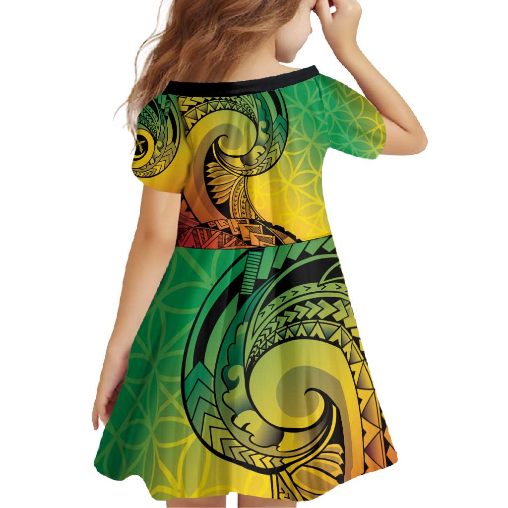 Vanuatu 45th Independence Anniversary Family Matching Short Sleeve Bodycon Dress and Hawaiian Shirt Ni-Van Sandroing - Polynesian Pride
