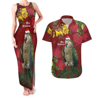 Kakapo Bird New Zealand Couples Matching Tank Maxi Dress and Hawaiian Shirt Floral Christmas LT7 Red - Polynesian Pride