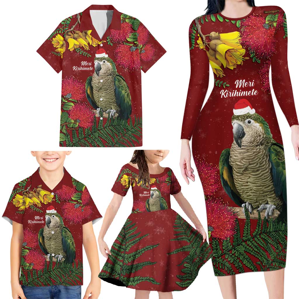 Kakapo Bird New Zealand Family Matching Long Sleeve Bodycon Dress and Hawaiian Shirt Floral Christmas LT7 - Polynesian Pride