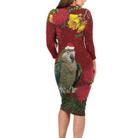 Kakapo Bird New Zealand Family Matching Long Sleeve Bodycon Dress and Hawaiian Shirt Floral Christmas LT7 - Polynesian Pride