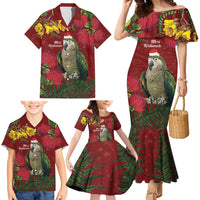 Kakapo Bird New Zealand Family Matching Mermaid Dress and Hawaiian Shirt Floral Christmas LT7 - Polynesian Pride