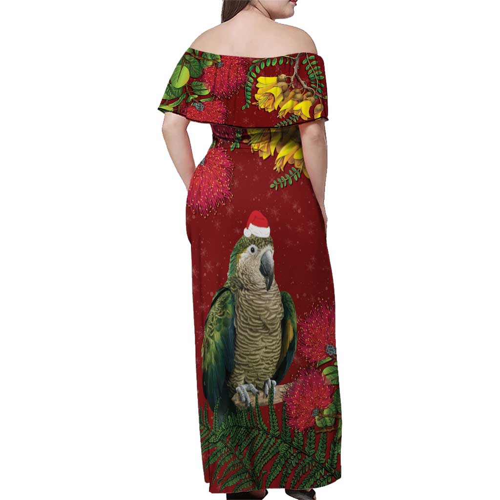 Kakapo Bird New Zealand Family Matching Off Shoulder Maxi Dress and Hawaiian Shirt Floral Christmas LT7 - Polynesian Pride