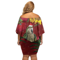 Kakapo Bird New Zealand Family Matching Off Shoulder Short Dress and Hawaiian Shirt Floral Christmas LT7 - Polynesian Pride