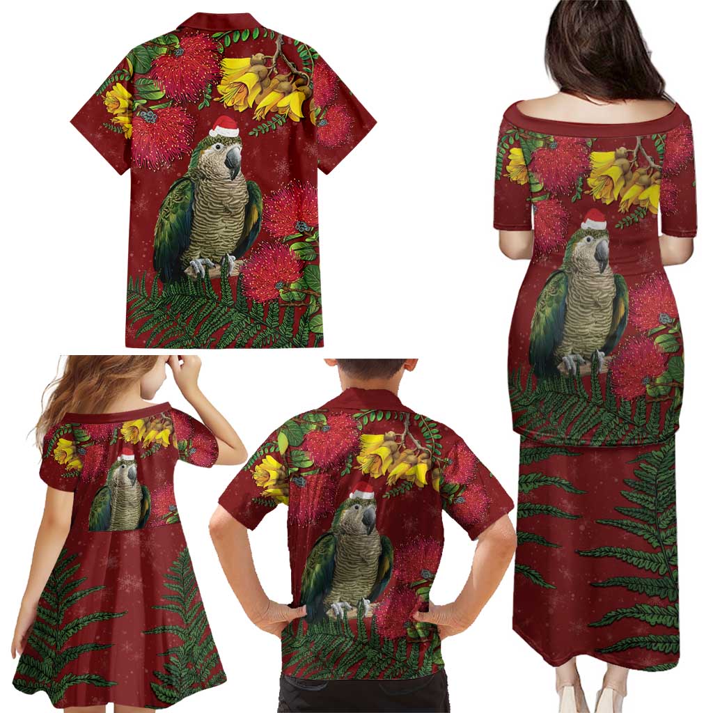 Kakapo Bird New Zealand Family Matching Puletasi and Hawaiian Shirt Floral Christmas LT7 - Polynesian Pride