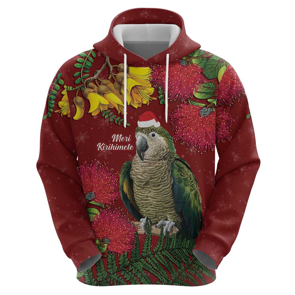 Kakapo Bird New Zealand Hoodie Floral Christmas