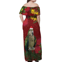 Kakapo Bird New Zealand Off Shoulder Maxi Dress Floral Christmas LT7 - Polynesian Pride