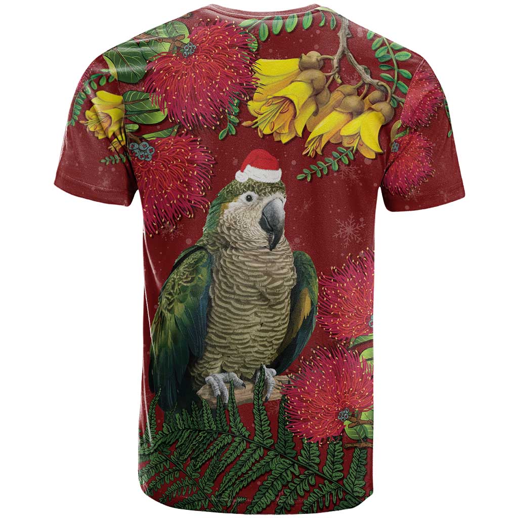 Kakapo Bird New Zealand T Shirt Floral Christmas