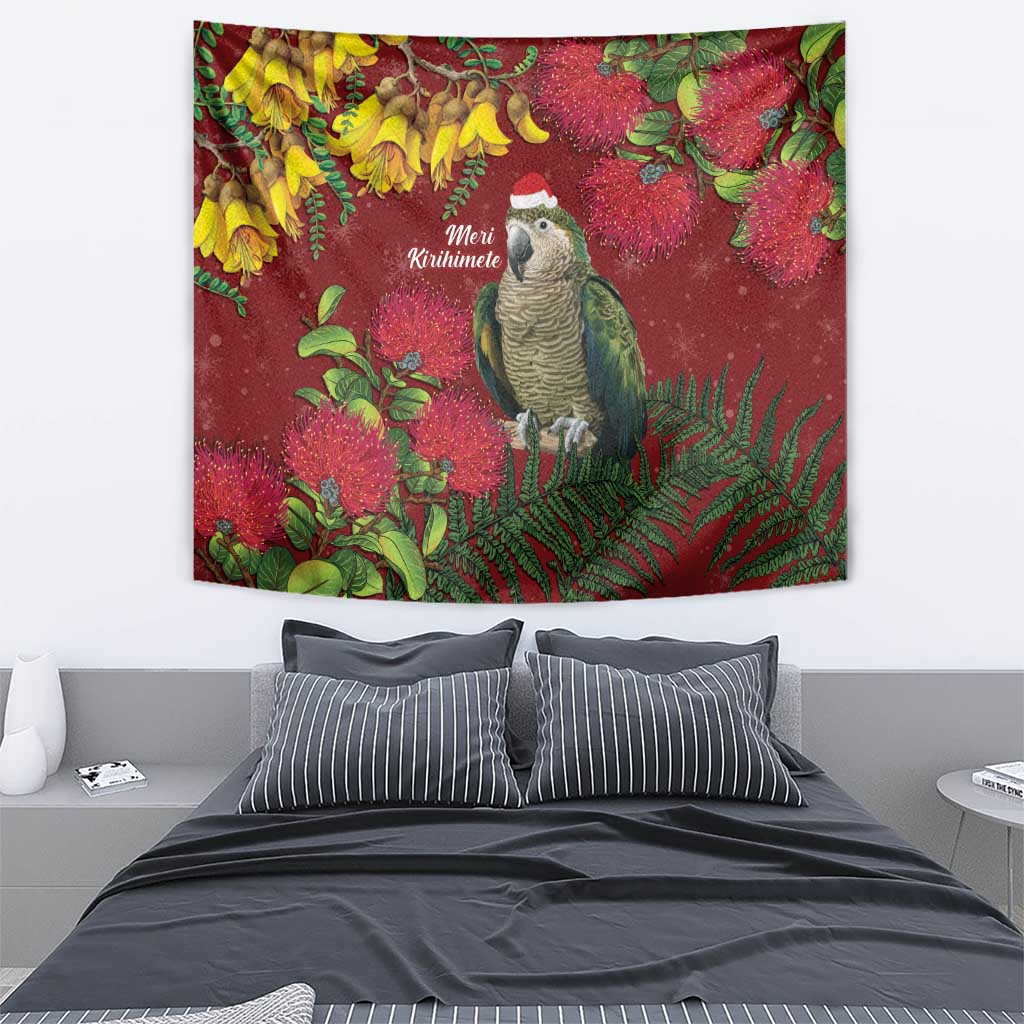 Kakapo Bird New Zealand Tapestry Floral Christmas