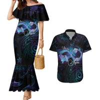 Polynesian Personalized Memorial Couples Matching Mermaid Dress and Hawaiian Shirt Oceanic Infinity Symbol - Until We Meet Again LT7 Black - Polynesian Pride
