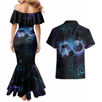 Polynesian Personalized Memorial Couples Matching Mermaid Dress and Hawaiian Shirt Oceanic Infinity Symbol - Until We Meet Again LT7 - Polynesian Pride