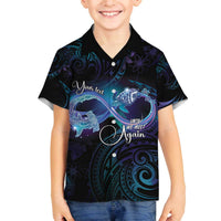 Polynesian Personalized Memorial Family Matching Off The Shoulder Long Sleeve Dress and Hawaiian Shirt Oceanic Infinity Symbol - Until We Meet Again LT7 Son's Shirt Black - Polynesian Pride