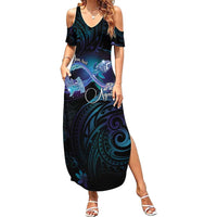 Polynesian Personalized Memorial Family Matching Summer Maxi Dress and Hawaiian Shirt Oceanic Infinity Symbol - Until We Meet Again - Polynesian Pride