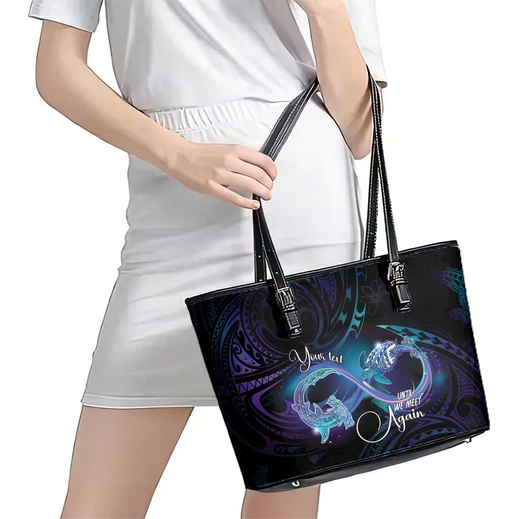 Polynesian Personalized Memorial Leather Tote Bag Oceanic Infinity Symbol - Until We Meet Again - Polynesian Pride