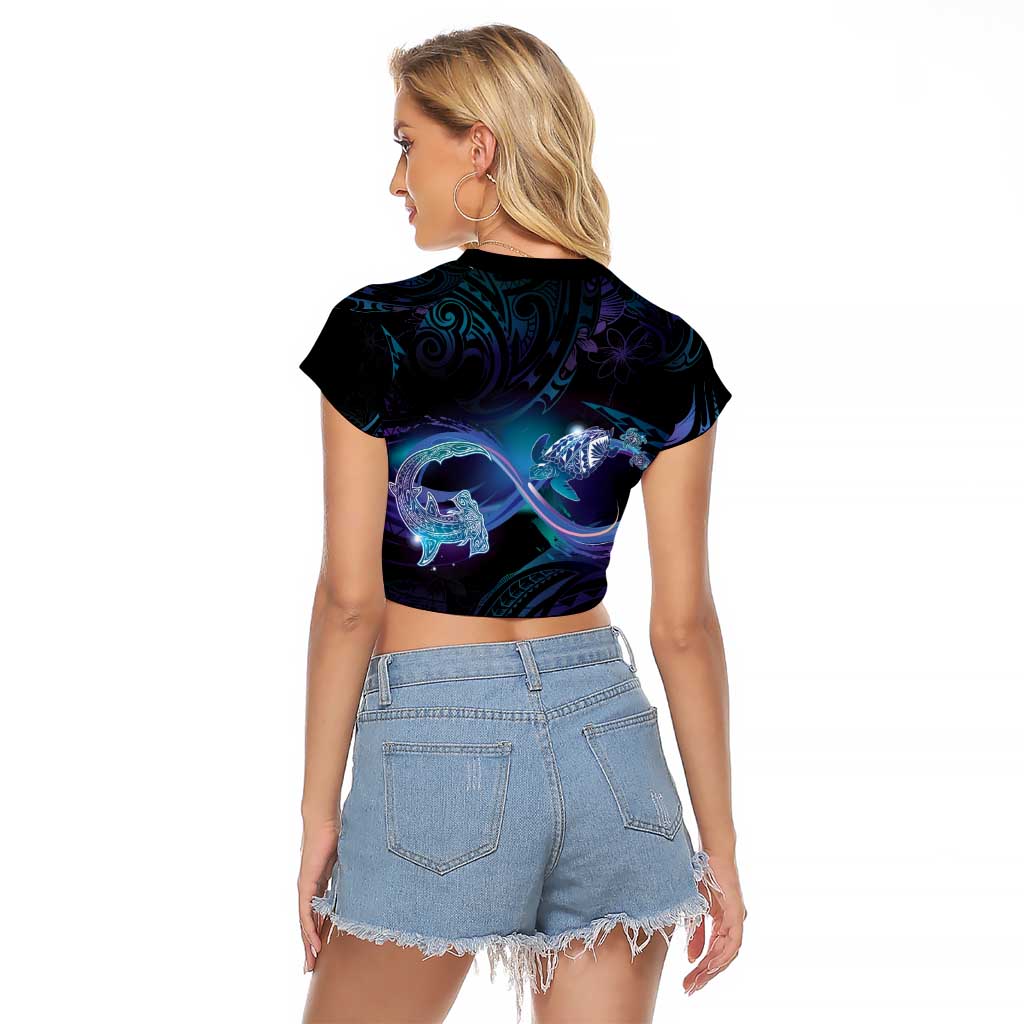 Polynesian Personalized Memorial Raglan Cropped T Shirt Oceanic Infinity Symbol - Until We Meet Again - Polynesian Pride