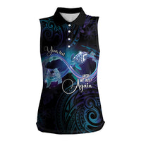 Polynesian Personalized Memorial Women Sleeveless Polo Shirt Oceanic Infinity Symbol - Until We Meet Again LT7 Female Black - Polynesian Pride