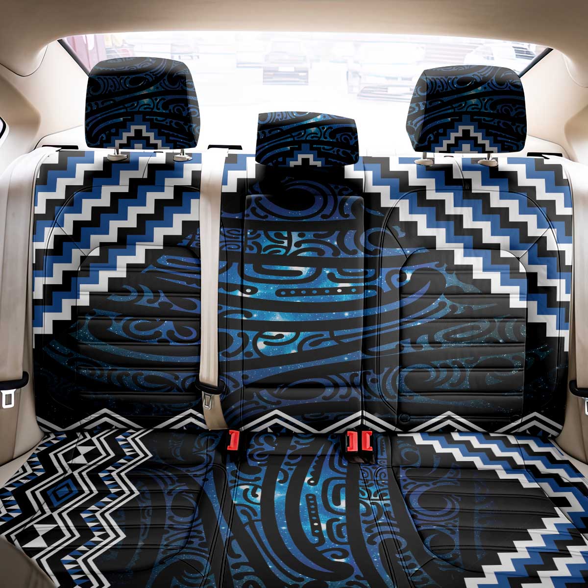 New Zealand Matariki Back Car Seat Cover Galaxy Styled Taniko LT7 - Polynesian Pride