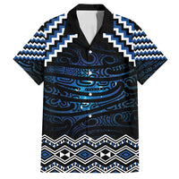 New Zealand Matariki Family Matching Long Sleeve Bodycon Dress and Hawaiian Shirt Galaxy Styled Taniko LT7 Dad's Shirt - Short Sleeve Blue - Polynesian Pride