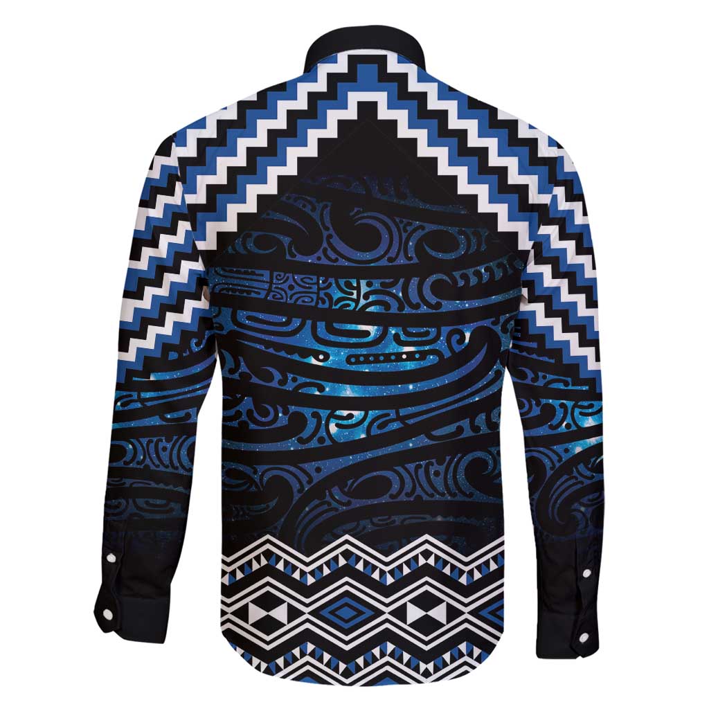 New Zealand Matariki Family Matching Long Sleeve Bodycon Dress and Hawaiian Shirt Galaxy Styled Taniko LT7 - Polynesian Pride