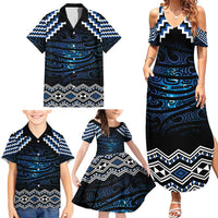 New Zealand Matariki Family Matching Summer Maxi Dress and Hawaiian Shirt Galaxy Styled Taniko LT7 - Polynesian Pride