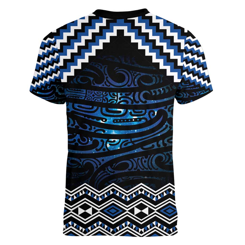 New Zealand Matariki Women V-Neck T-Shirt Galaxy Styled Taniko