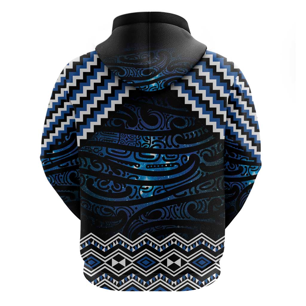 New Zealand Matariki Zip Hoodie Galaxy Styled Taniko