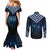 New Zealand Matariki Couples Matching Mermaid Dress and Long Sleeve Button Shirt Galaxy Poutama Motifs