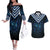 New Zealand Matariki Couples Matching Off The Shoulder Long Sleeve Dress and Hawaiian Shirt Galaxy Poutama Motifs