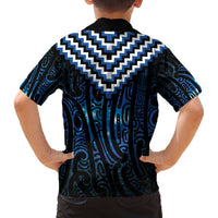 New Zealand Matariki Family Matching Off The Shoulder Long Sleeve Dress and Hawaiian Shirt Galaxy Poutama Motifs LT7 - Polynesian Pride