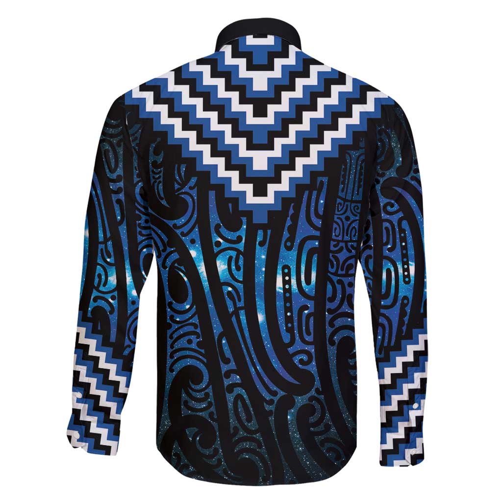 New Zealand Matariki Family Matching Off Shoulder Maxi Dress and Hawaiian Shirt Galaxy Poutama Motifs LT7 - Polynesian Pride