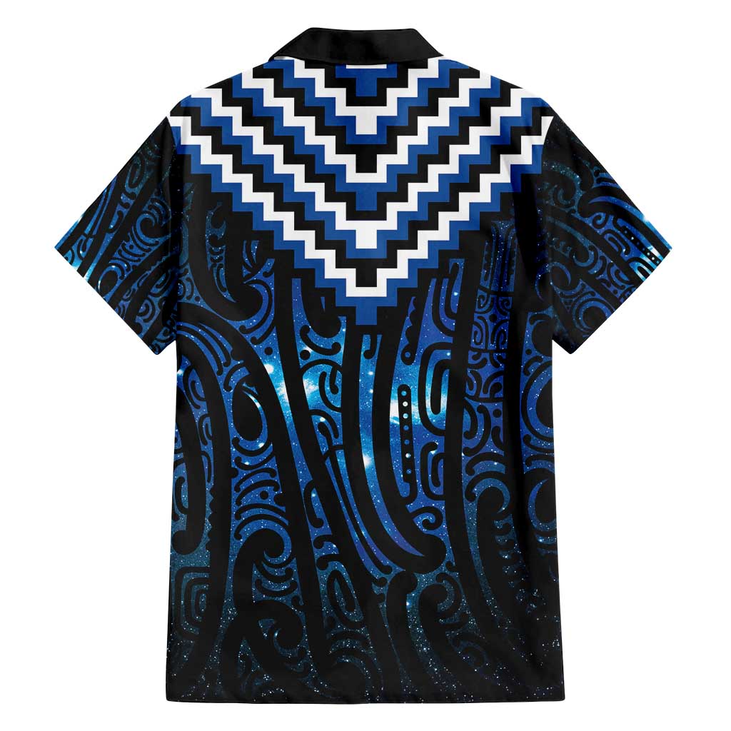 New Zealand Matariki Family Matching Off Shoulder Short Dress and Hawaiian Shirt Galaxy Poutama Motifs LT7 - Polynesian Pride