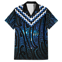 New Zealand Matariki Family Matching Short Sleeve Bodycon Dress and Hawaiian Shirt Galaxy Poutama Motifs LT7 Dad's Shirt - Short Sleeve Blue - Polynesian Pride