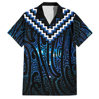 New Zealand Matariki Family Matching Tank Maxi Dress and Hawaiian Shirt Galaxy Poutama Motifs LT7 Dad's Shirt - Short Sleeve Blue - Polynesian Pride